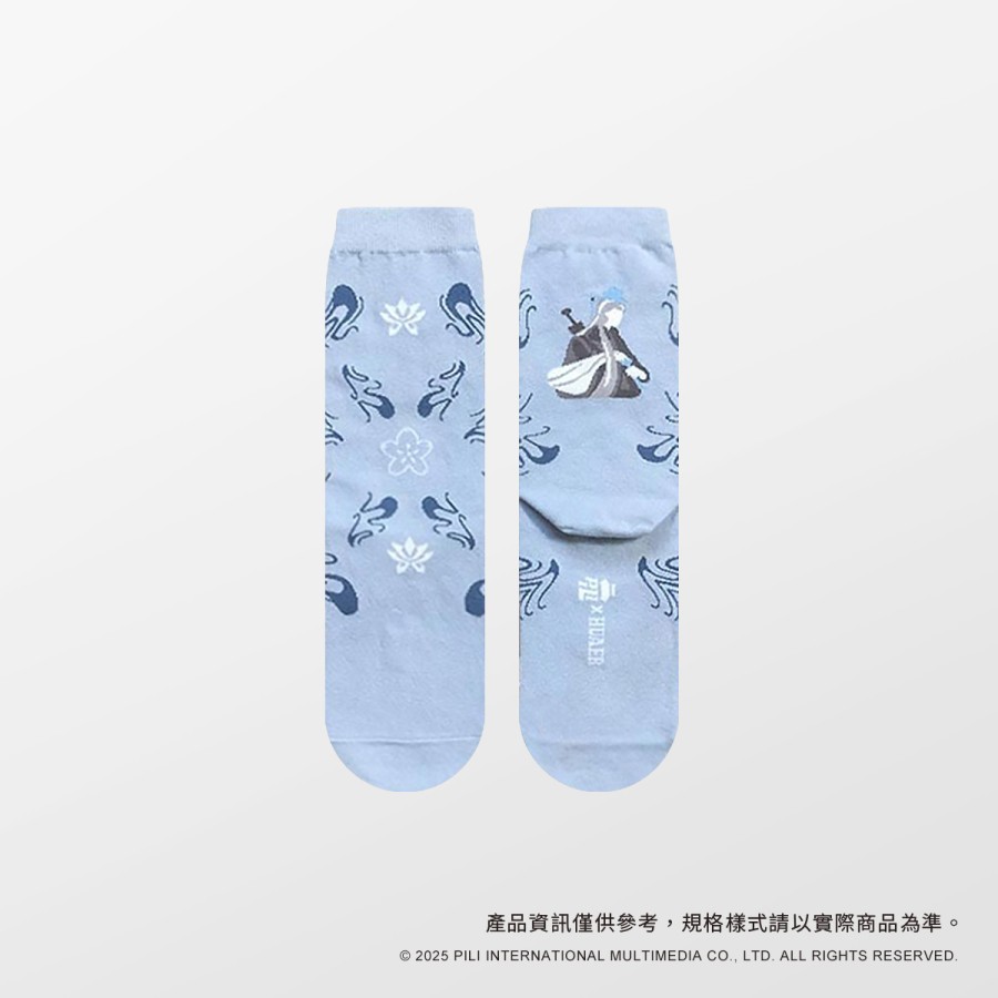 HUAERx霹靂布袋戲-中筒襪(淺藍底)-素還真