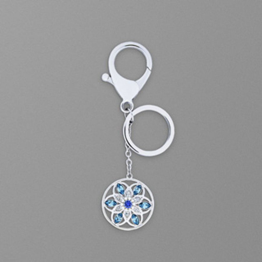[OUTLET]《愛蓮說》蓮花晶鑽珠寶系列-天競藍白晶鑽鑰匙圈